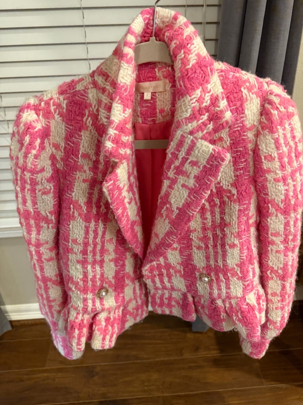 Love shack fancy Pink and White Tweed Jacket